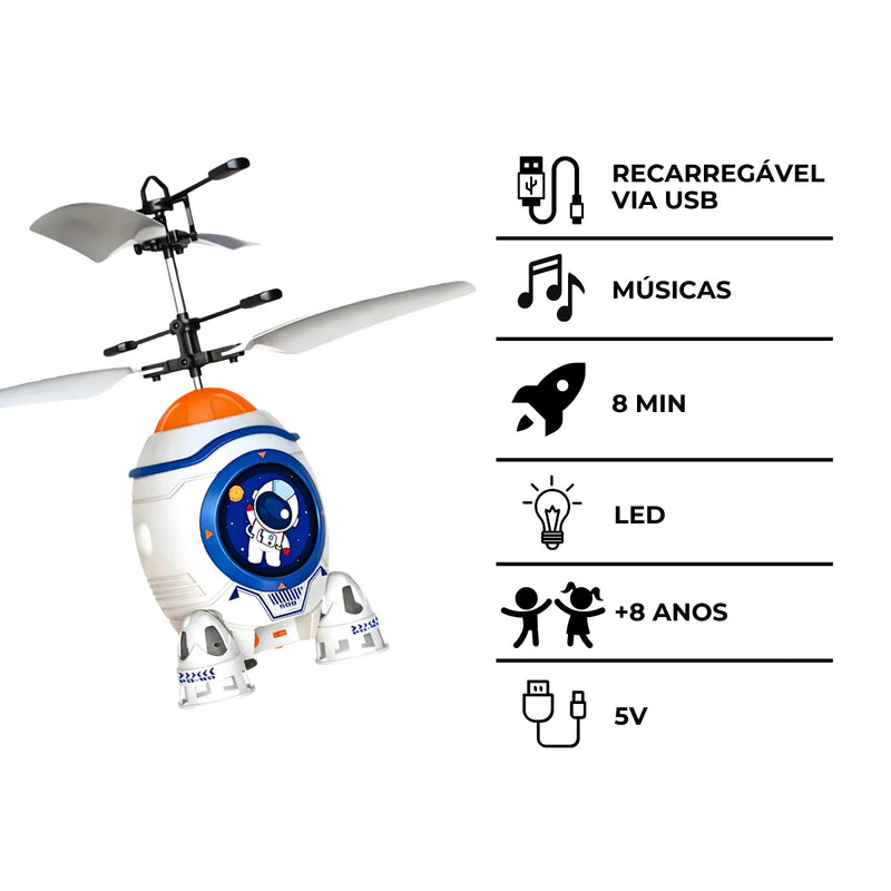 Foguete Infantil Com Sensor Luz Mini Recarregável