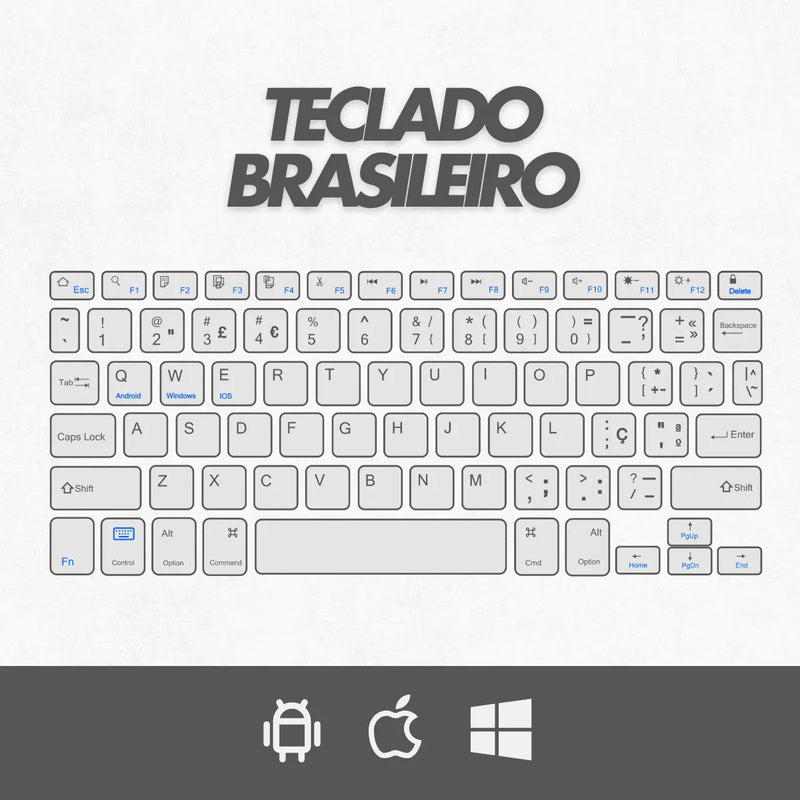 Teclado Sem Fio Bluetooth Recarregável Com Mouse